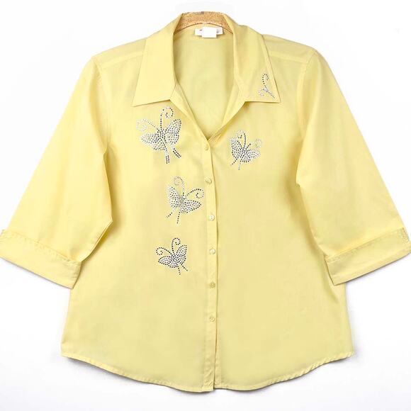 Tia Designs Rhinestone Butterfly Top Size Small - Picture 1 of 4